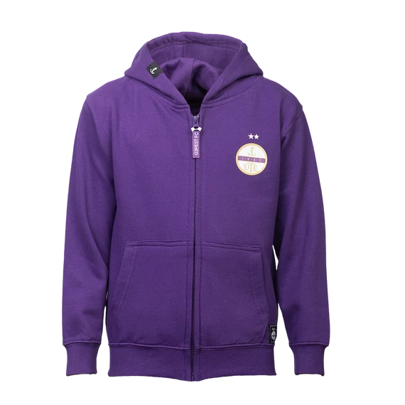 Hoodie zip, címeres lila, gyerek 